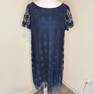 Karl Lagerfeld Navy Shift Dress | Size 16